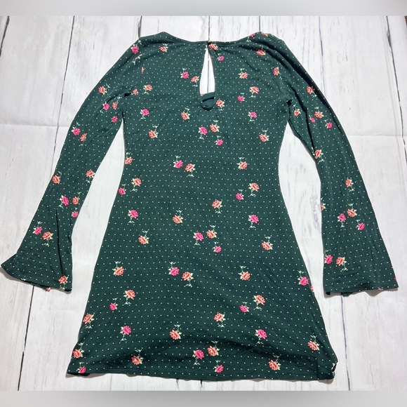 Free People Celia Floral Long Sleeve Emerald Dress NWT - Picture 7 of 7